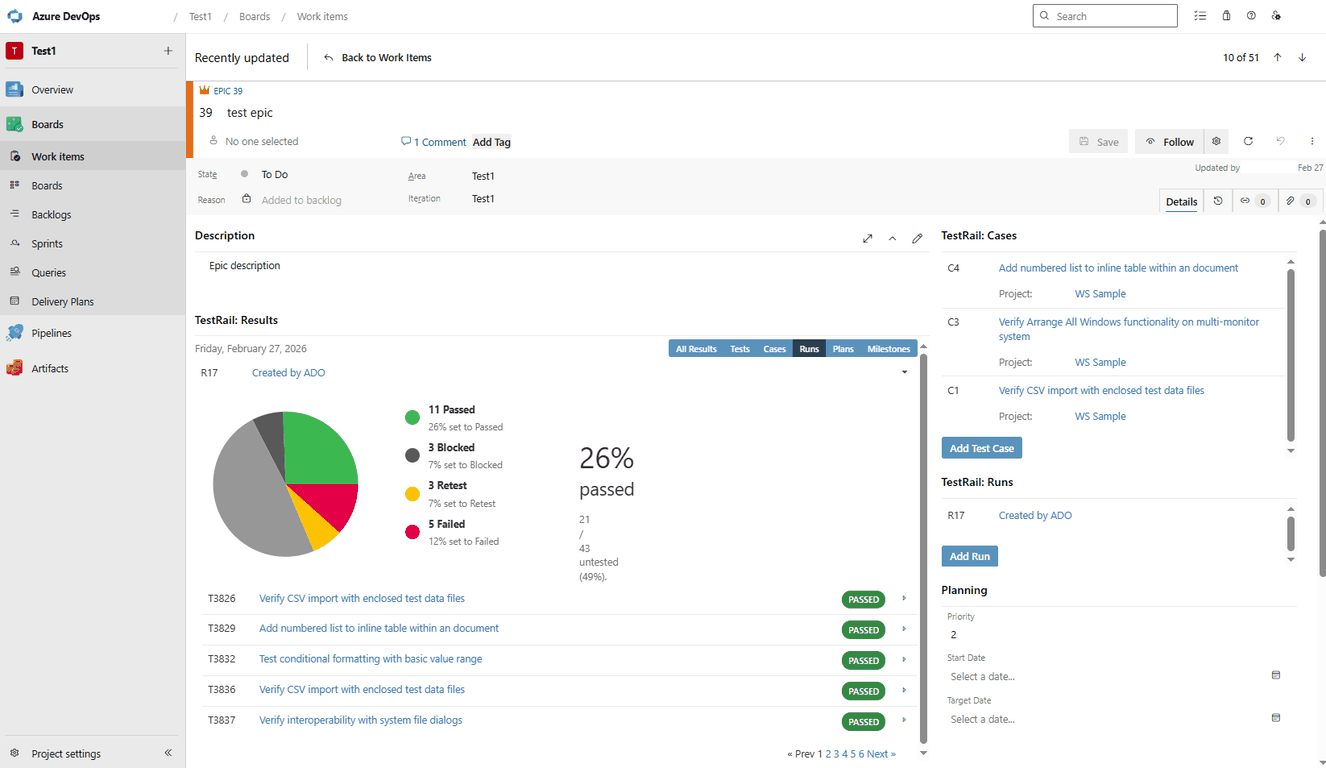 TestRail for Azure DevOps